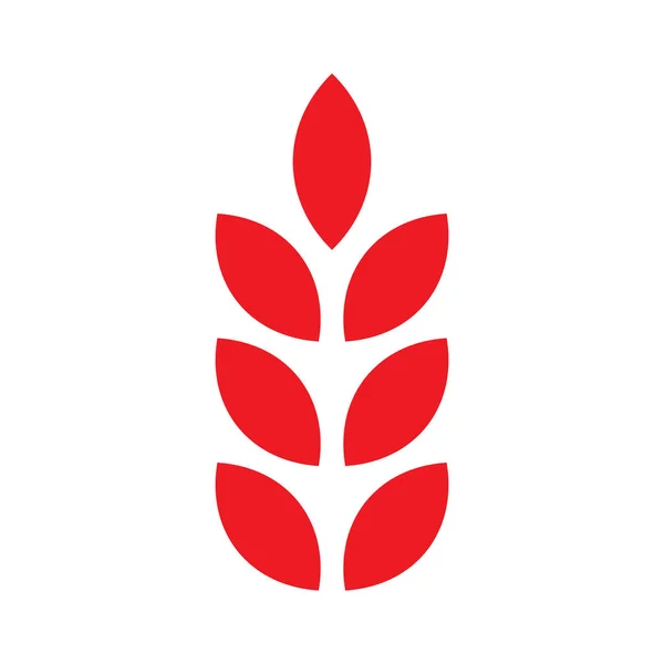 Eps10 Červená Vektorová Pšenice Pevná Ikona Nebo Logo Jednoduchém Plochém — Stockový vektor