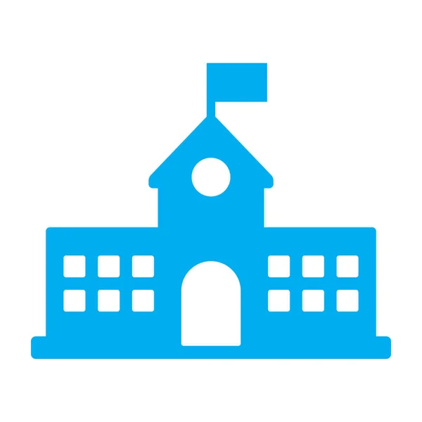 Eps10 Blue Vector School Building Flag Filled Icon Logo Simple — Stock Vector