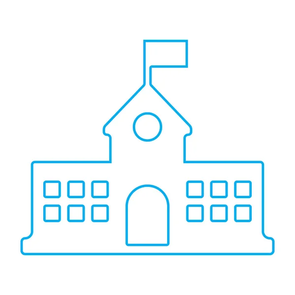 Eps10 Blue Vector School Building Flag Line Art Icon Logo — Stock Vector