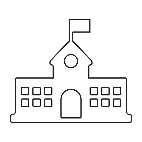 Eps10 Black Vector School Building Flag Line Art Icon Logo — Stock Vector
