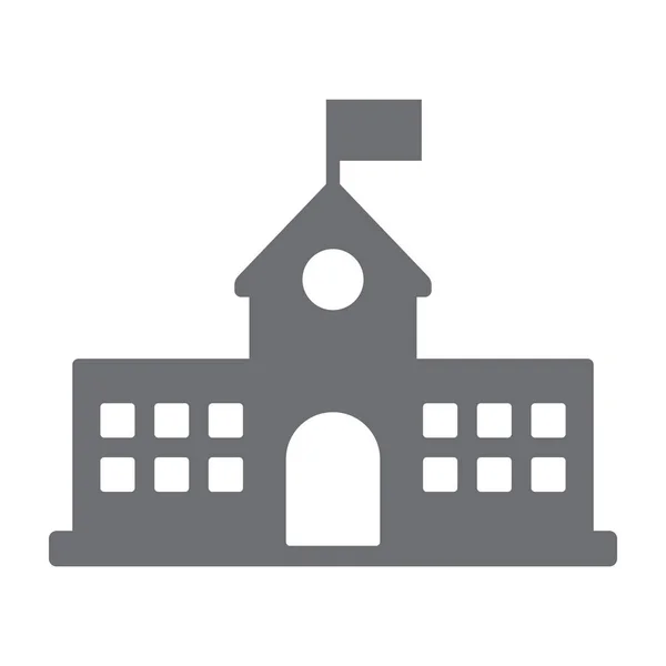 Eps10 Серое Векторное Здание Школы Заполненным Флагом Значком Логотипом Простом — стоковый вектор