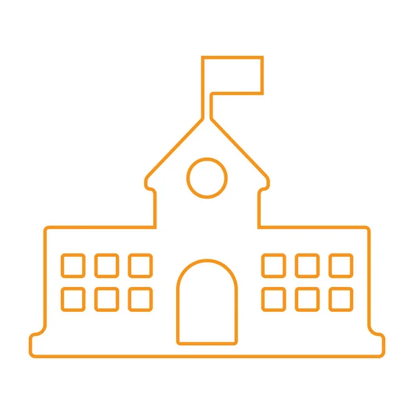 Eps10 Orange Vektor Schulgebäude Mit Flaggenlinie Kunstsymbol Oder Logo Einfachen — Stockvektor