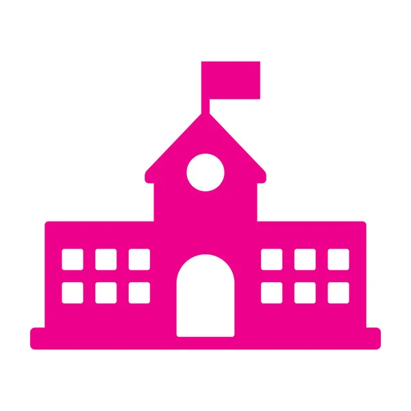 Eps10 Pink Vector School Building Flag Filled Icon Logo Simple — Stock Vector