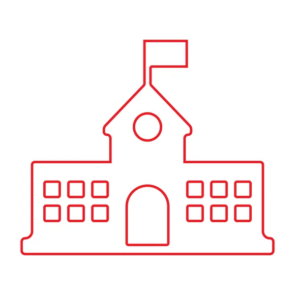 Eps10 Roter Vektor Schulgebäude Mit Flaggenlinie Kunstsymbol Oder Logo Einfachen — Stockvektor