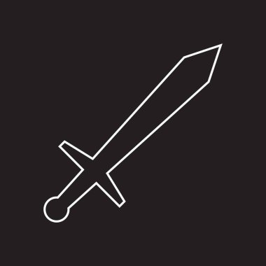 eps10 beyaz vektör kılıç çizgisi resim simgesi ya da logosu siyah arkaplanda izole edilmiş basit ve modaya uygun modern tarzdadır