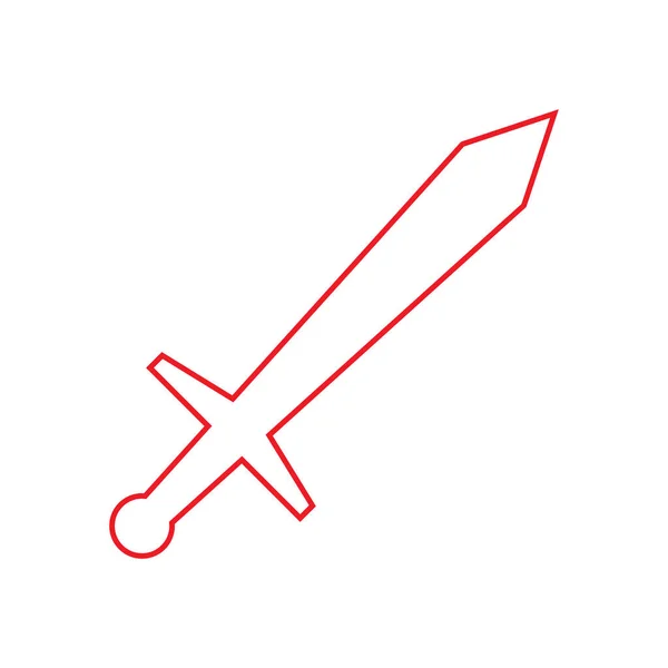 Eps10 Icono Arte Línea Espada Vectorial Rojo Logotipo Estilo Moderno — Archivo Imágenes Vectoriales