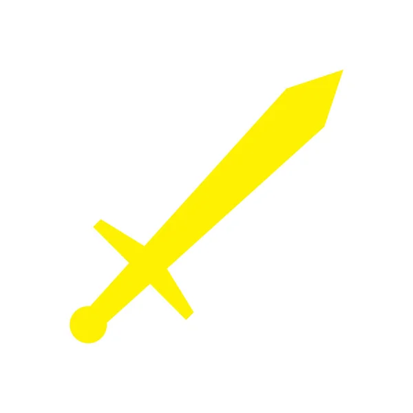 Eps10 Žlutý Vektorový Meč Ikona Nebo Logo Jednoduchém Plochém Trendy — Stockový vektor