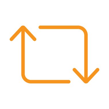 eps10 turuncu vektör retweet ok simgesi ya da logosu, beyaz arkaplanda izole edilmiş basit, modaya uygun modern tarzda