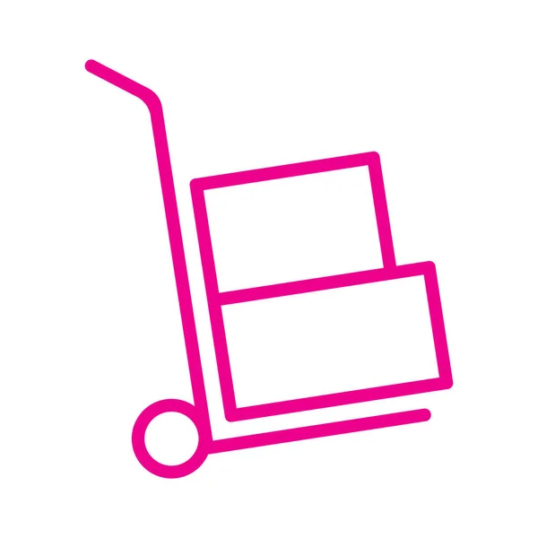 Eps10 Розовый Вектор Перемещение Значка Логотипа Линии Ручного Грузовика Простом — стоковый вектор