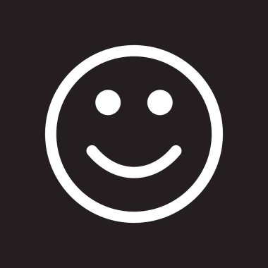 eps10 white vector smile line art icon or logo in simple flat trendy modern style isolated on black background