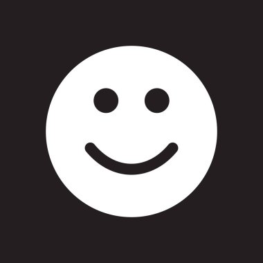 eps10 white vector smile solid icon or logo in simple flat trendy modern style isolated on black background