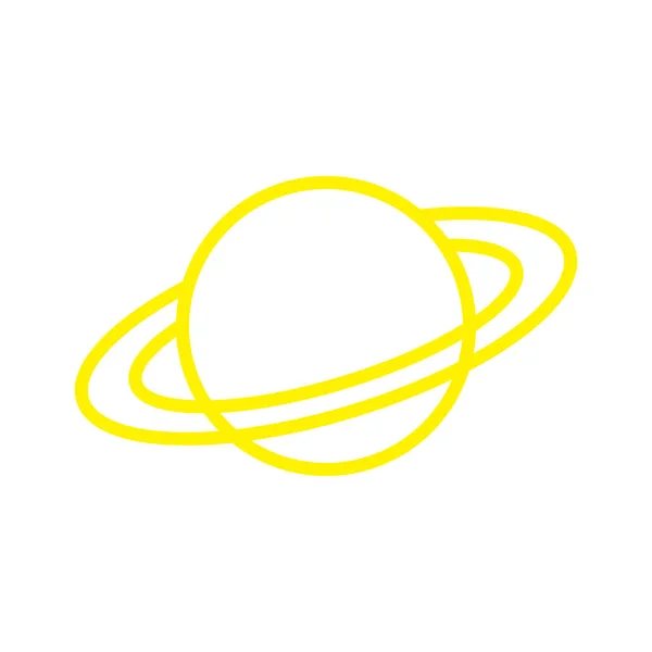 Eps10 Κίτρινο Διάνυσμα Planet Saturn Γραμμή Τέχνης Εικονίδιο Λογότυπο Απλό — Διανυσματικό Αρχείο