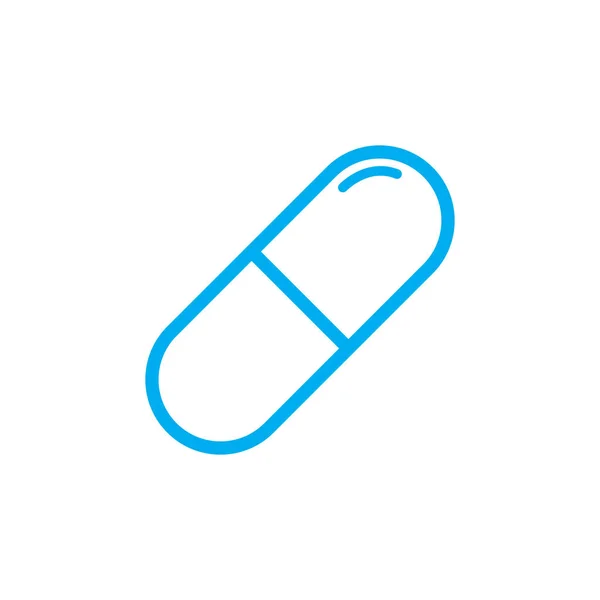 Eps10 Blue Vector Capsule Outline Icon Isolated White Background Pill — ストックベクタ