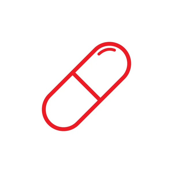 Eps10 Red Vector Capsule Outline Icon Isolated White Background Pill — Stockvector