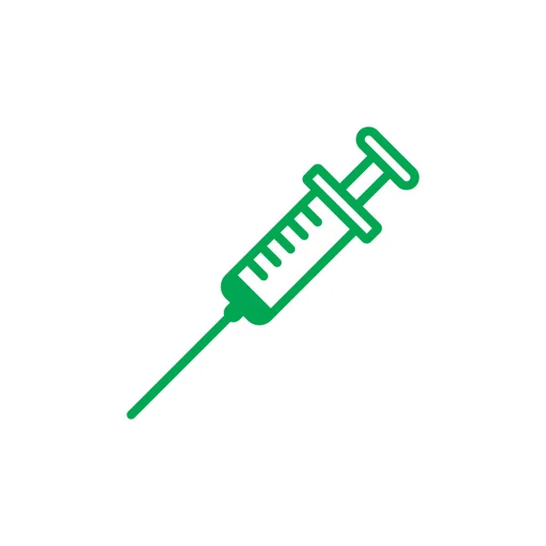 Eps10 Green Vector Injection Line Icon Isolated White Background Syringe — Stock Vector