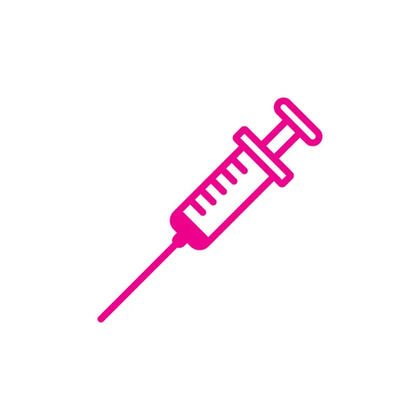 Eps10 Pink Vector Injection Line Icon Isolated White Background Syringe — Vector de stock