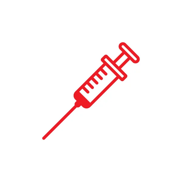 Eps10 Red Vector Injection Line Icon Isolated White Background Syringe — Stock Vector