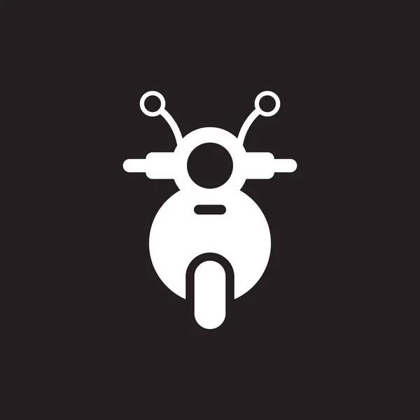 eps10 white vector motorcycle front view icon isolated on black background. scooter symbol in a simple flat trendy modern style for your website design, logo, pictogram, and mobile application