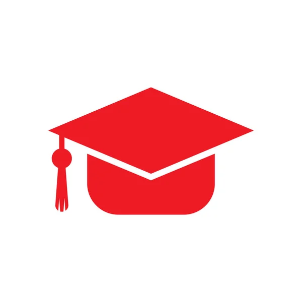 Eps10 Red Vector Graduation Hat Solid Icon Isolated White Background — Stock Vector