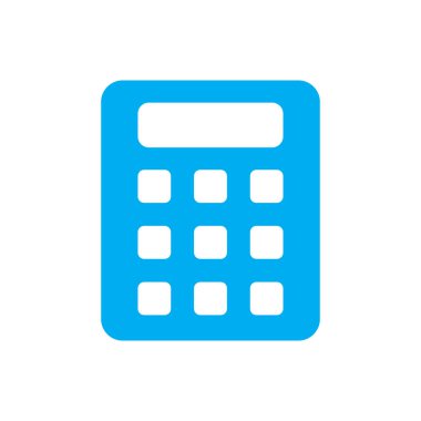 Eps10 mavi vektör hesap makinesi katı simgesi beyaz arkaplanda izole edildi. Matematik hesap makinesi web sitenizin tasarımı, logosu, UI ve mobil uygulaması için basit bir düz modayı modern tarzda doldurdu