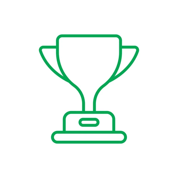 Eps10 Green Vector Trophy Cup Line Icon Isolated White Background — Vector de stock