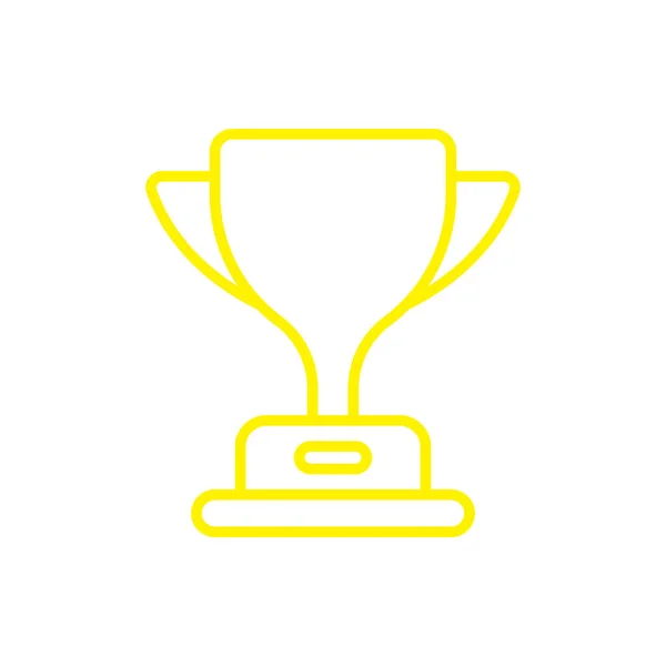 Eps10 Yellow Vector Trophy Cup Line Icon Isolated White Background — Vetor de Stock