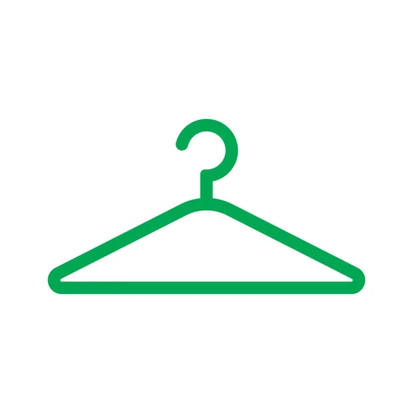 Eps10 Зеленая Векторная Одежда Hanger Line Art Изолирована Белом Фоне — стоковый вектор