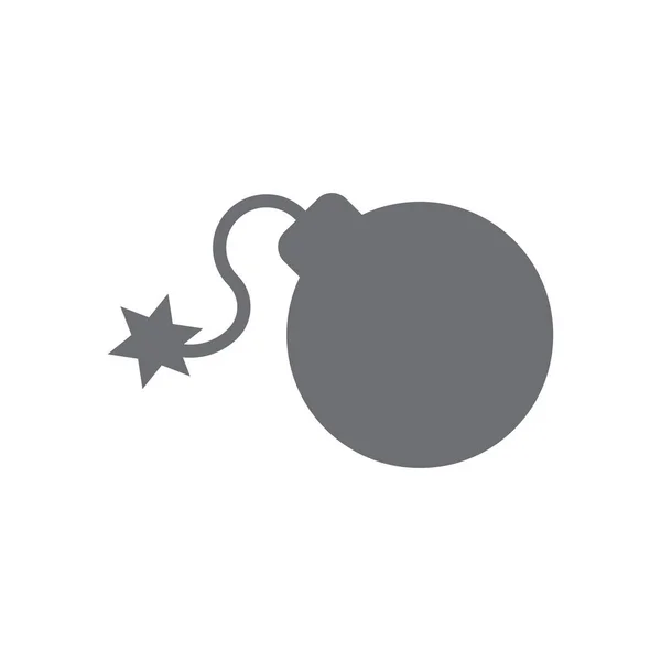 Eps10 Grey Vector Bomb Lit Fuse Solid Icon Isolated White — Image vectorielle