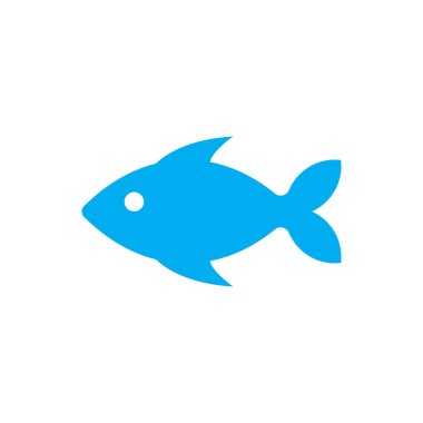 eps10 blue vector fish solid icon isolated on white background. aquarium fish symbol in a simple flat trendy modern style for your website design, logo, pictogram, and mobile application