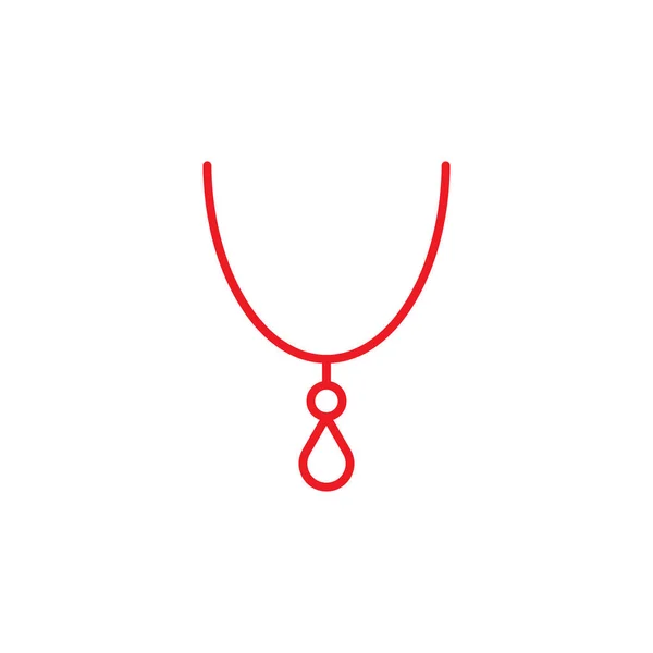 Eps10 Collier Vectoriel Rouge Pendentif Ligne Icône Art Isolé Sur — Image vectorielle