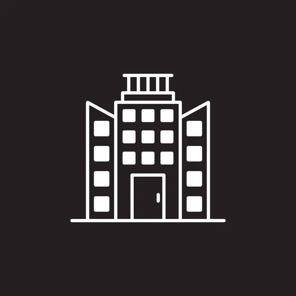Eps10 Белый Векторный Офис Иконка Здания Townhall Черном Фоне Символ — стоковый вектор