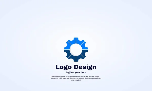 Abstrato Vetor Engrenagem Logotipo Design Modelo Criativo Cor Azul —  Vetores de Stock