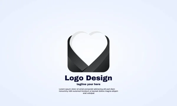 Black Love Logo Design Gebrauchsfertig — Stockvektor