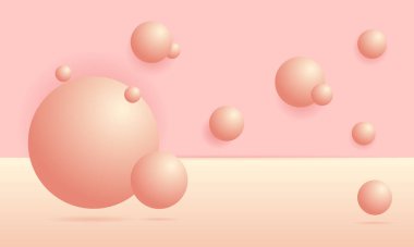 yaratıcı vektör pembe küreler mercan arkaplan çizimcisinde toplar