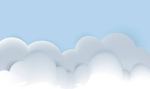 Design Criativo Branco Nuvens Isoladas Ilustração Azul — Vetor de Stock