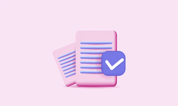 Vector Documentos Diseño Icono Pila Hojas Papel Confirmado Fondo Rosa — Archivo Imágenes Vectoriales