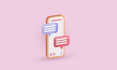 Akıllı telefonda 3D sosyal medya tasarım kavramı