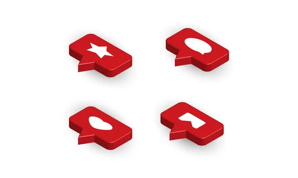 Rote Farbe Benachrichtigungszähler Isometrisch — Stockvektor