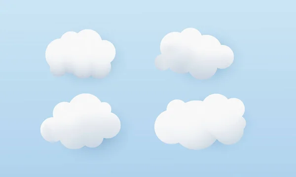 Nubes Blancas Conjunto Aislado Sobre Fondo Azul — Vector de stock