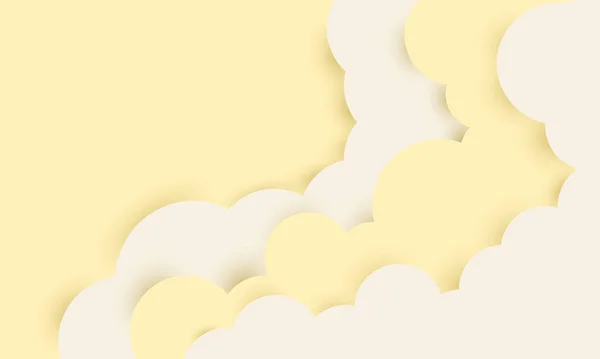 Papier Art Réaliste Coloré Nuages Pelucheux Fond — Image vectorielle