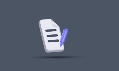 3d kopya yazma simgesi belge kalemi yaratıcı