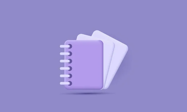 Фиолетовый Пустой Реалистичный Блокнот Пастельном Фоне — стоковый вектор