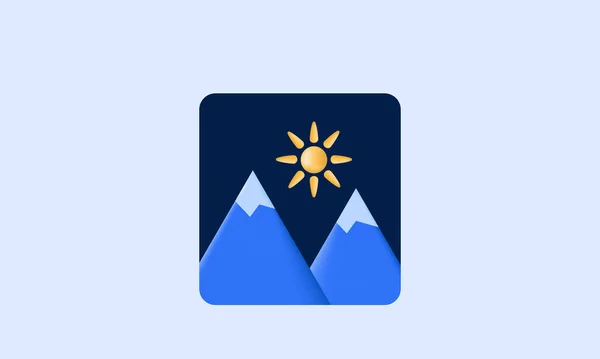 Pictogram Berg Zon Geïsoleerd Achtergrond — Stockvector