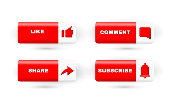 Comment Share Subscribe Icon Réseaux Sociaux — Image vectorielle