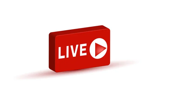 Live Button Isométrique Streaming Blogging Social — Image vectorielle