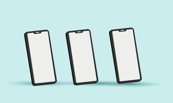 Μινιμαλιστικό Σύγχρονο Πηλό Mockup Τρία Smartphones Παρουσίαση Απομονώνονται Στις — Διανυσματικό Αρχείο
