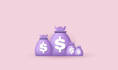 3d para çantaları ikon tasarım tasarruf kavramı farklılığı izole edildiName