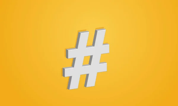Rendering Minimales Hashtag Symbol Auf Gelbem Hintergrund — Stockvektor