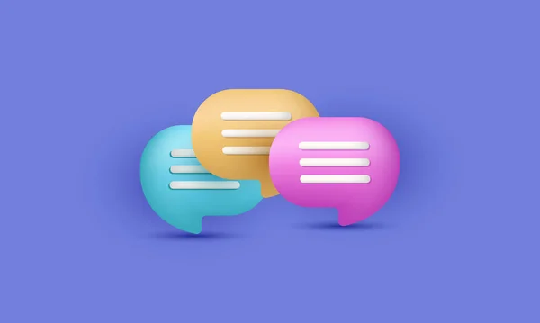 Rendu Icône Minimale Chat Conversation Concept Trois — Image vectorielle