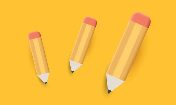 Vector Short Yellow Pencil Realistic Isolated — Stock Vector